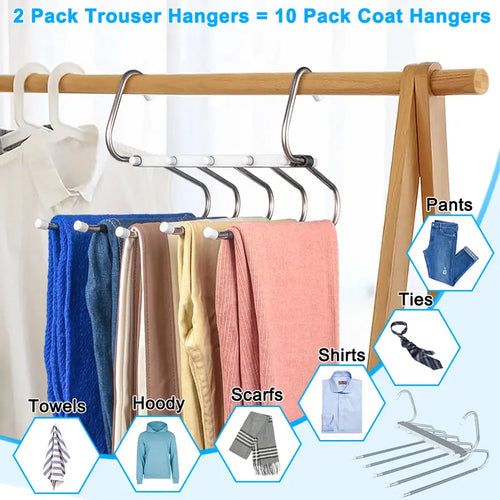 2 Pack Pants Hangers Space Saving Clothes Hanging